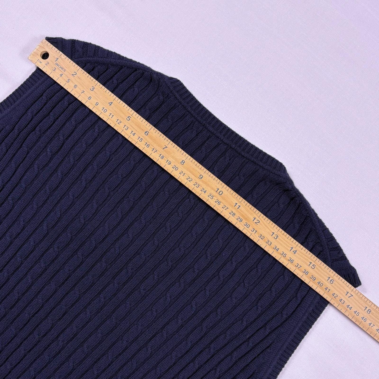 Vtg Article Cable Knit Sweater Vest Wmn S/M (Msr'd) Navy Preppy Dark Academia — image 8 of 8